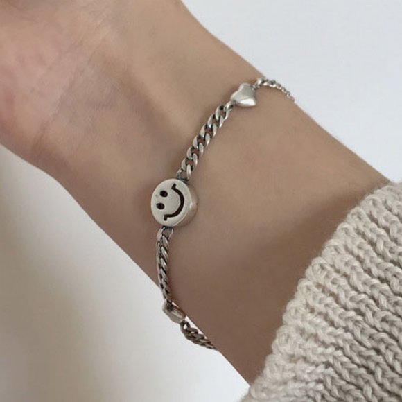 Jewelry - NEW 925 Sterling Silver Smiley Face Bracelet
